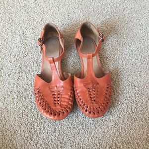 Orange woven ballet-flat sandal